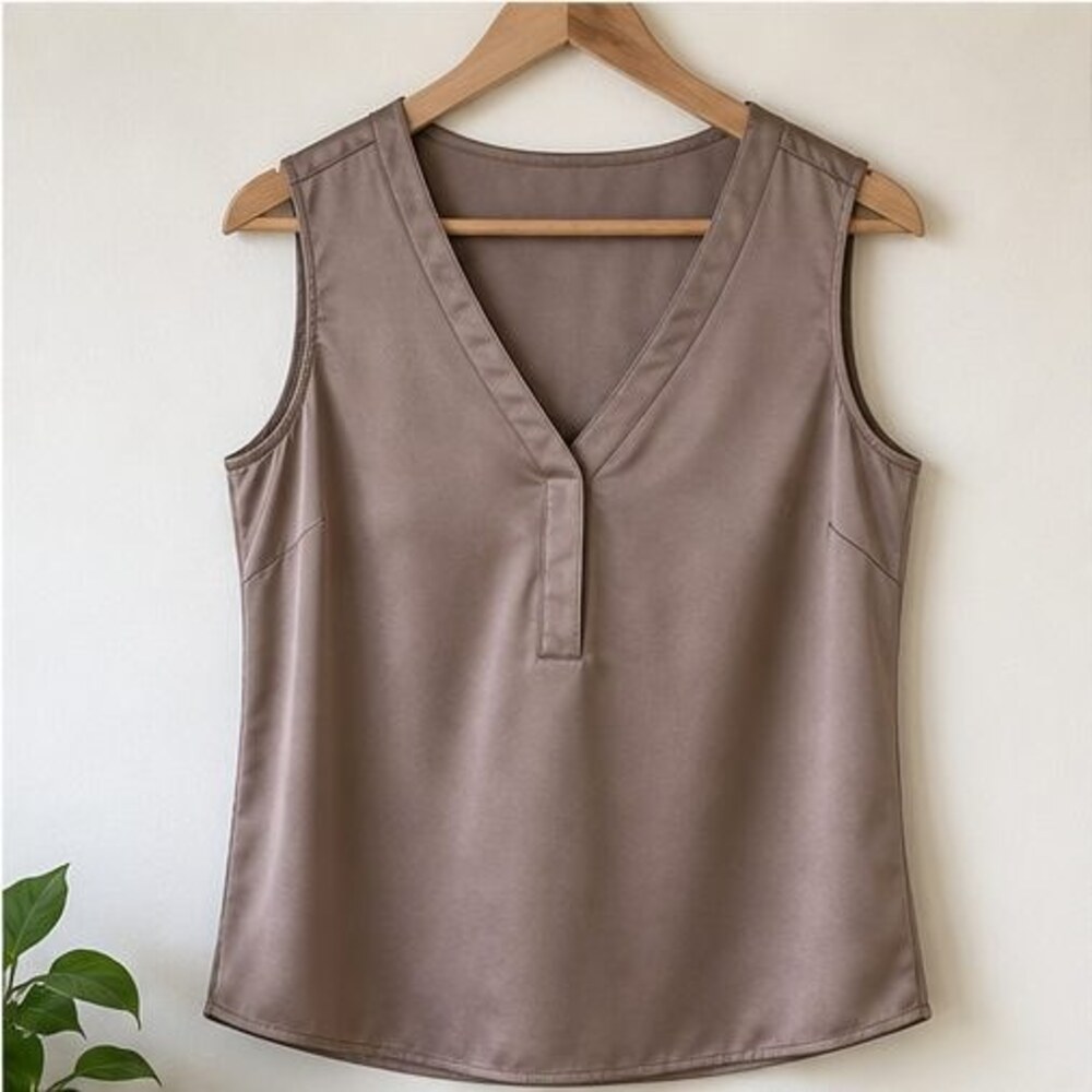 Taupe V Neck Top